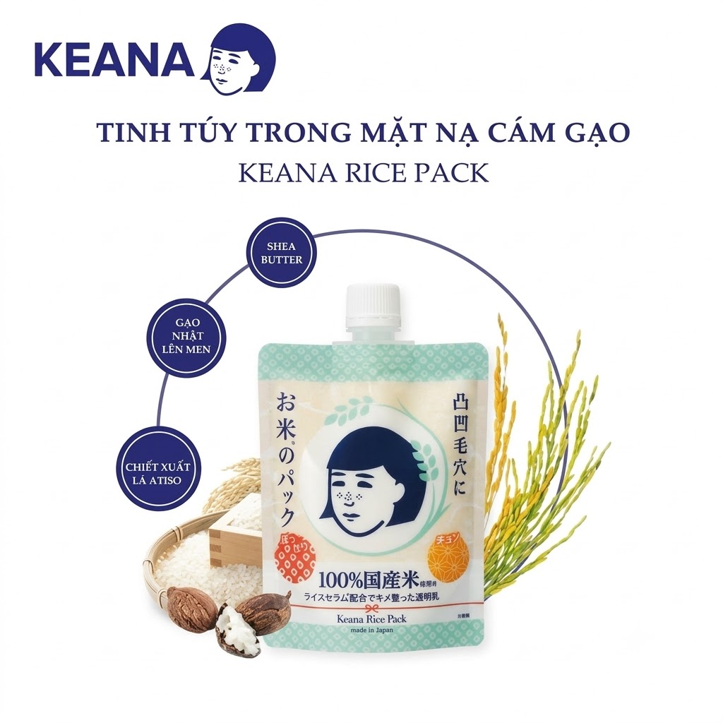 Mặt Nạ Cám Gạo Keana Rice Pack Nhật Bản 170g - Ảnh 2