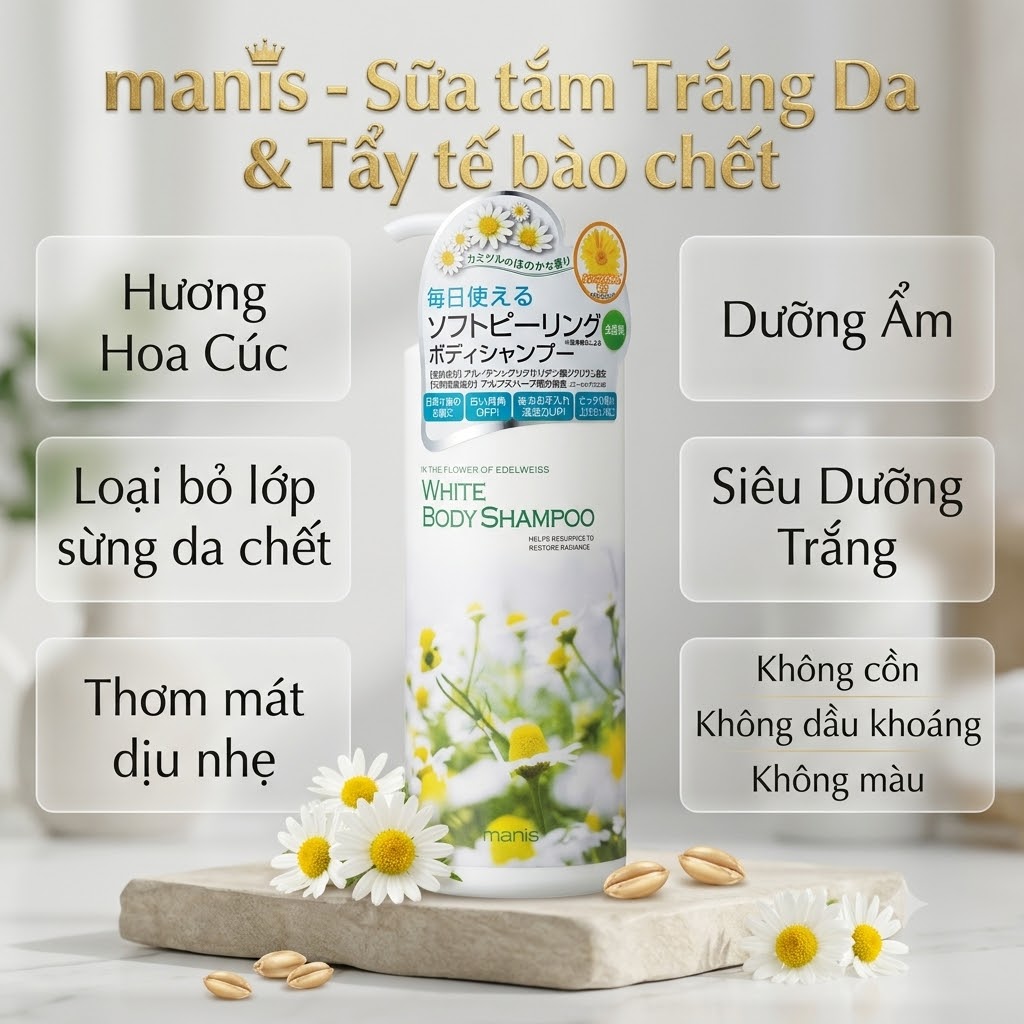 Sữa tắm trắng da Manis White Body Shampoo - Ảnh 4