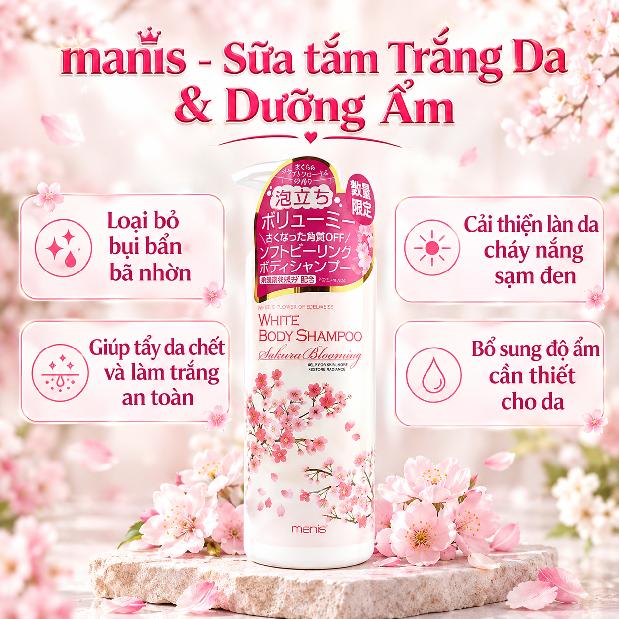 Sữa tắm trắng da Manis White Body Shampoo - Ảnh 7