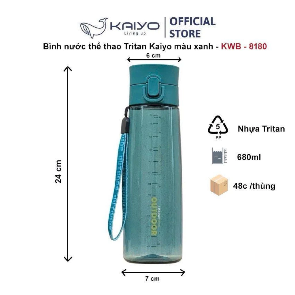 BÌNH NƯỚC TRITAN CÓ LỌC TRÀ KAIYO 680ml Nhật Bản - Ảnh 2