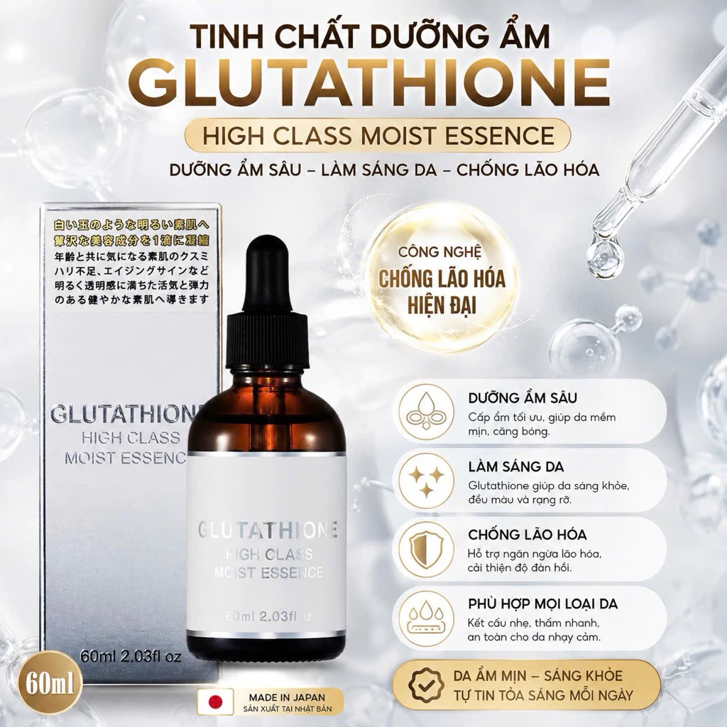 Tinh Chất Dưỡng Ẩm Glutathione High Class Moist Essence 60ml Nhật Bản - Cấp Ẩm Chuyên Sâu, Da Căng Bóng Mịn Màng - Ảnh 3